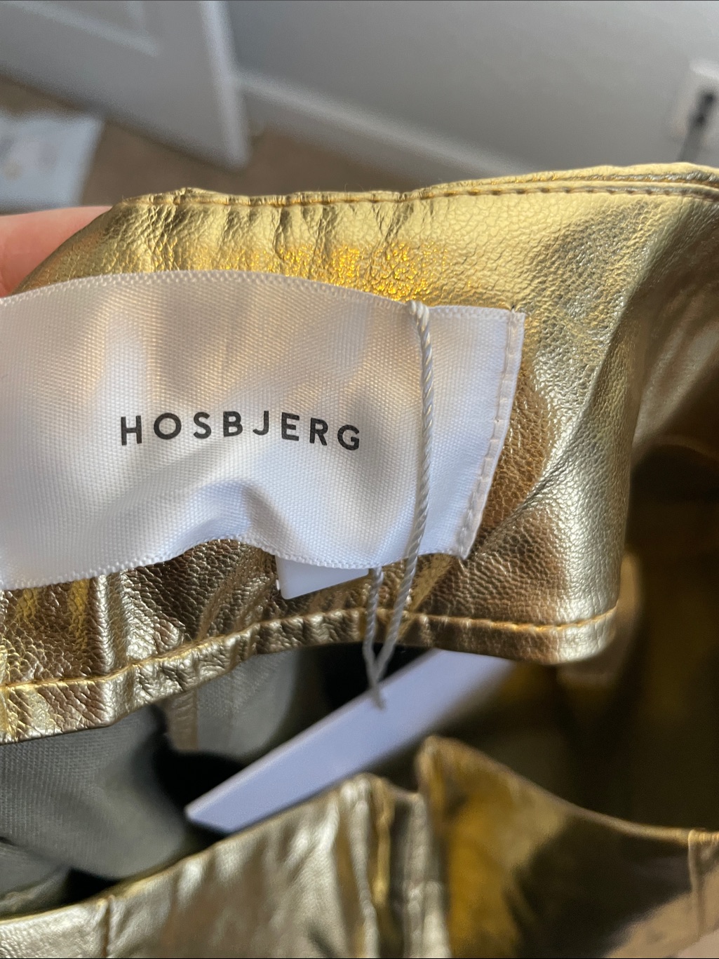 New Hosbjerg Metallic Gold Unique Straight Leg Pants Size Small Disco Fashion — image 7 of 8